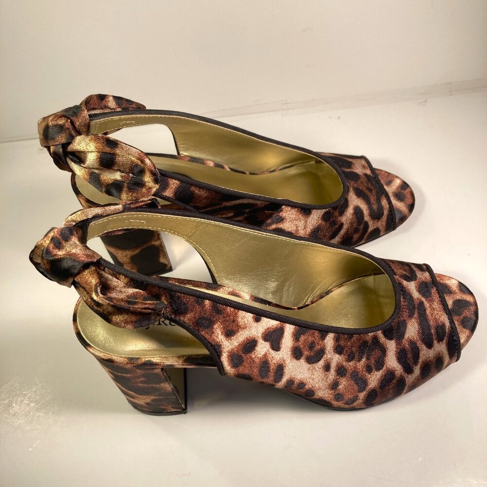 J Renee Leopard Print Open Toe Shoes Size 8M - image 5